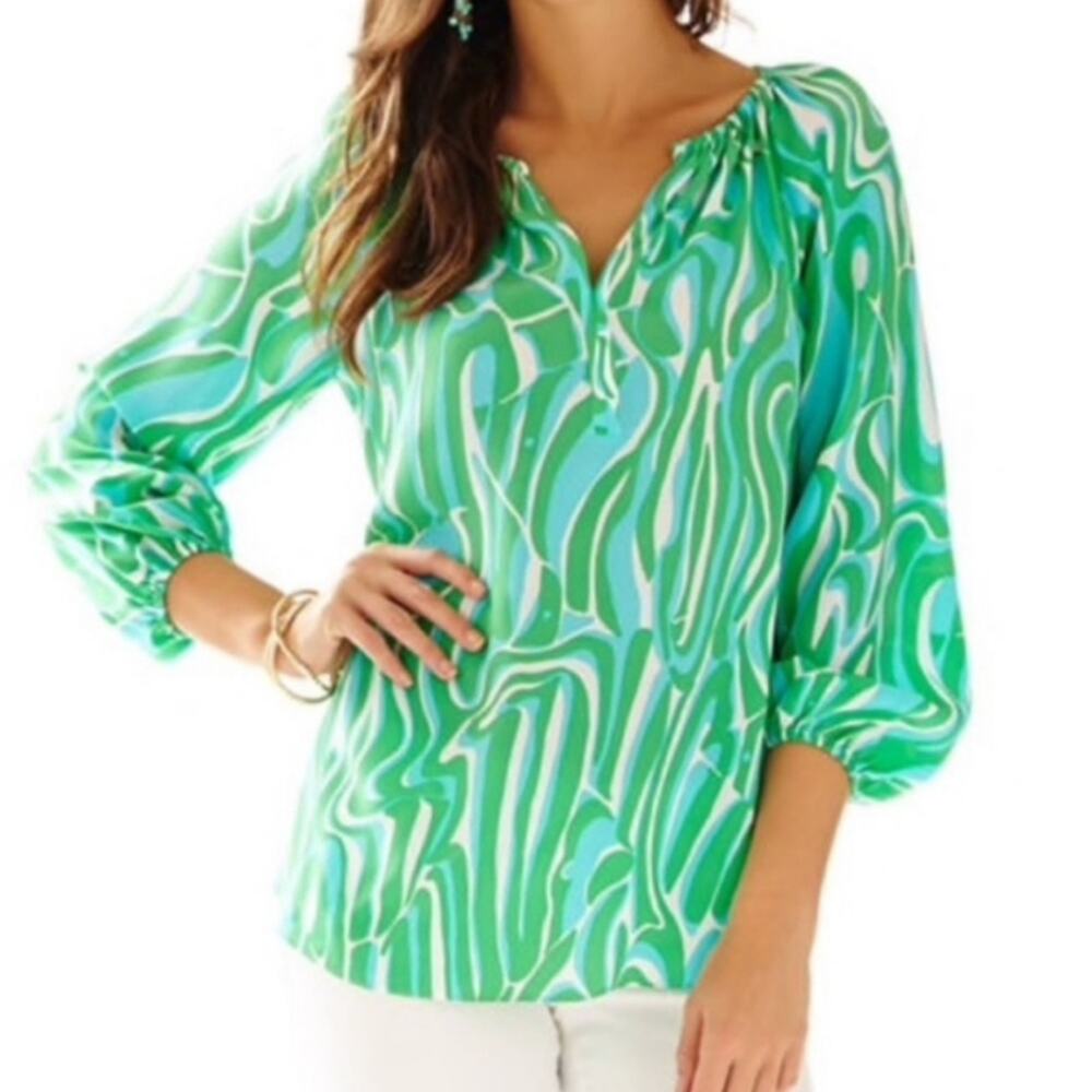 Lilly Pulitzer Finders Keepers Silk Sarabeth Blouse S